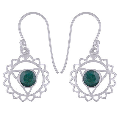 925 Sterling Silver Green Corundum Earrings - R3501161-7