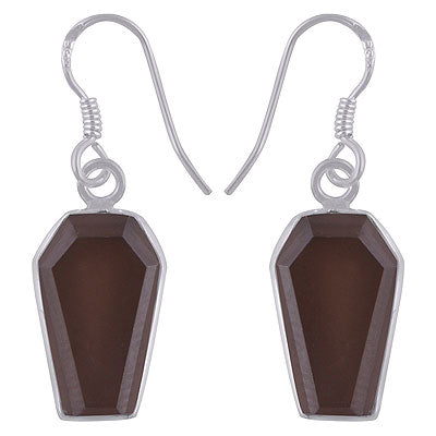 Alluring Handcrafted Using Gemstone Bezel Smoky Topaz Coffin Shape 925 Sterling Solid Silver Dangle Earrings - R3501180-4