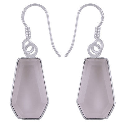 Gorgeous Handcrafted Using Gemstone Bezel Crystal Coffin Shape 925 Sterling Solid Silver Dangle Earrings - R3501181-13