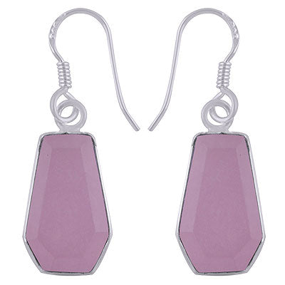 Gorgeous Handcrafted Using Gemstone Bezel Rose Quartz Coffin Shape 925 Sterling Solid Silver Dangle Earrings - R3501181-15