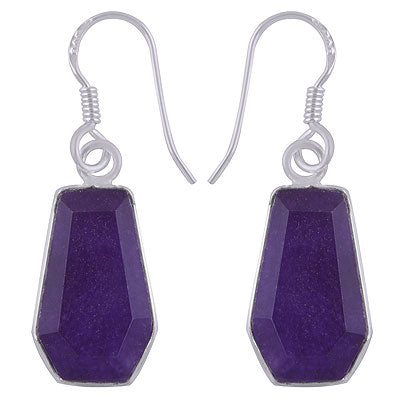 Gorgeous Handcrafted Using Gemstone Bezel Amethyst Coffin Shape 925 Sterling Solid Silver Dangle Earrings - R3501181-2
