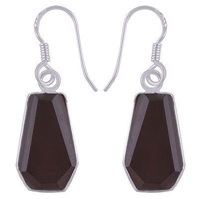 Gorgeous Handcrafted Using Gemstone Bezel Smoky Topaz Coffin Shape 925 Sterling Solid Silver Dangle Earrings - R3501181-6