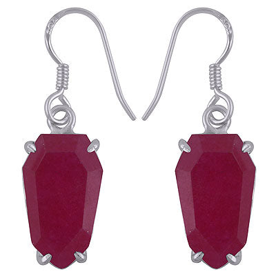 Beautifully Shaped Gemstone Red Corundum Hexagon Shape 925 Sterling Solid Silver Earrings - R3501186-10