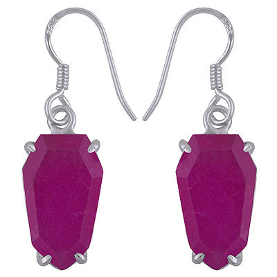 Beautifully Shaped Gemstone Red Corundum Hexagon Shape 925 Sterling Solid Silver Earrings - R3501186-11
