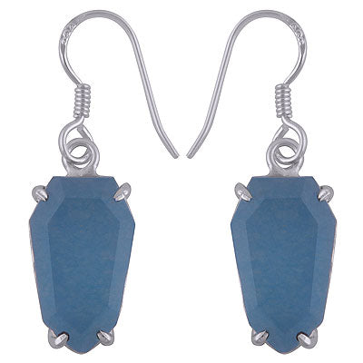 Beautifully Shaped Gemstone Blue Aventurine Hexagon Shape 925 Sterling Solid Silver Earrings - R3501186-4