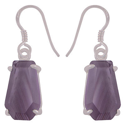 Alluring Stone with Prong Setting Around Amethyst Coffin Shape 925 Sterling Solid Silver Dangle Earrings - R3501188-1