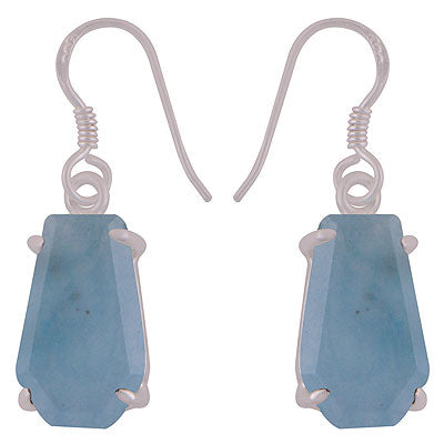 Alluring Stone with Prong Setting Around Blue Aventurine Coffin Shape 925 Sterling Solid Silver Dangle Earrings - R3501188-11