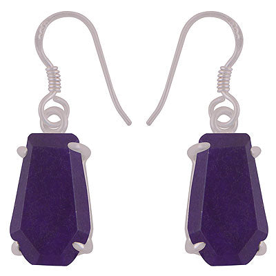 Alluring Stone with Prong Setting Around Amethyst Coffin Shape 925 Sterling Solid Silver Dangle Earrings - R3501188-2