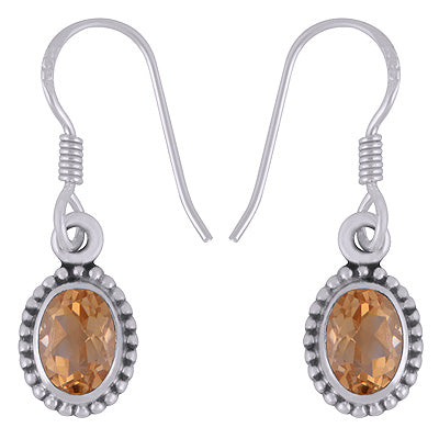Gorgeous Rawa Work Around Citrine Oval Shape 925 Sterling Solid Silver Earrings - R3501191-4