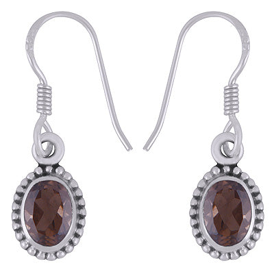 Gorgeous Rawa Work Around Smoky Topaz Oval Shape 925 Sterling Solid Silver Earrings - R3501191-7