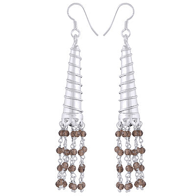 Gorgeous Chandelier w/ Multiple Gemstones Hanging Smoky Topaz Round Shape 925 Sterling Solid Silver Earrings - R3501221-7