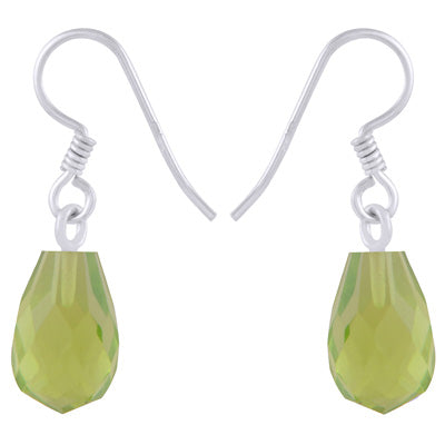 Gorgeous Carved Gemstone Cubic Zirconia Faceted bud teardrop 925 Sterling Solid Silver Earrings - R3501223-13
