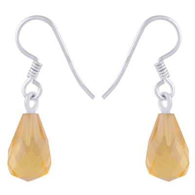 Gorgeous Carved Gemstone Cubic Zirconia Faceted bud teardrop 925 Sterling Solid Silver Earrings - R3501223-15