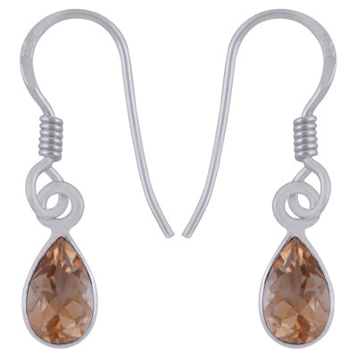Plain Collet Natural Citrine Pear Shape 925 Sterling Solid Silver Earrings - R3501230-4