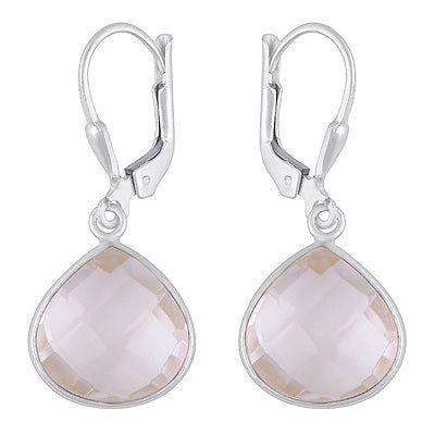 Alluring Bezel Crystal Drop Shape 925 Sterling Solid Silver Lobster Lock Earrings - R3501233-19