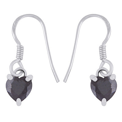 Stunning Heart Shaped Gemstone Cubic Zirconia 925 Sterling Solid Silver Dangle Earrings - R3501235-10