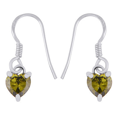 Stunning Heart Shaped Gemstone Cubic Zirconia 925 Sterling Solid Silver Dangle Earrings - R3501235-3
