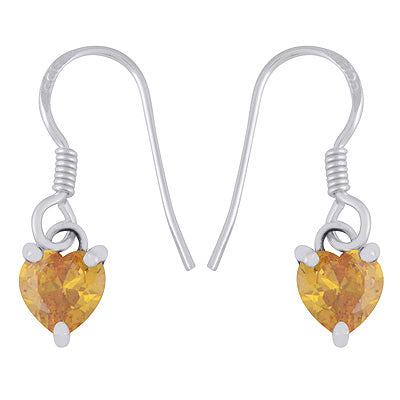 Stunning Heart Shaped Gemstone Cubic Zirconia 925 Sterling Solid Silver Dangle Earrings - R3501235-4