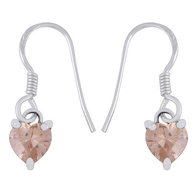 Stunning Heart Shaped Gemstone Cubic Zirconia 925 Sterling Solid Silver Dangle Earrings - R3501235-8