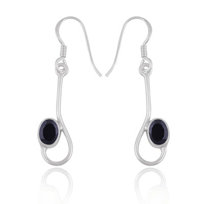 Beautifully Handcrafted Design Black Onyx Oval Shape 925 Sterling Solid Silver Dangle Earrings - R3501241-10