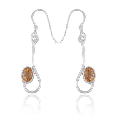 Beautifully Handcrafted Design Citrine Oval Shape 925 Sterling Solid Silver Dangle Earrings - R3501241-4