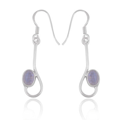 Beautifully Handcrafted Design Rainbow Moonstone Oval Shape 925 Sterling Solid Silver Dangle Earrings - R3501241-5