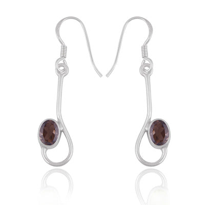 Beautifully Handcrafted Design Smoky Topaz Oval Shape 925 Sterling Solid Silver Dangle Earrings - R3501241-7