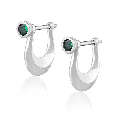 Stunning Gemstone Studded Cubic Zirconia Round Shape 925 Sterling Solid Silver Hoops Earring - R3501246-2
