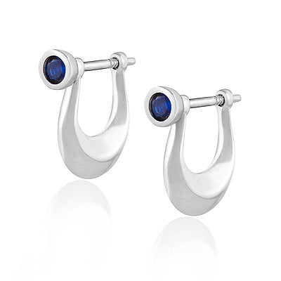 Stunning Gemstone Studded Cubic Zirconia Round Shape 925 Sterling Solid Silver Hoops Earring - R3501246-3