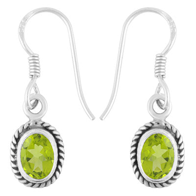 Authentic Wire Work Around Peridot Oval Shape 925 Sterling Solid Silver Earrings - R3501254-2