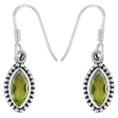 Classic Rawa Work Around Peridot Marquise Shap 925 Sterling Solid Silver Earrings - R3501254-3