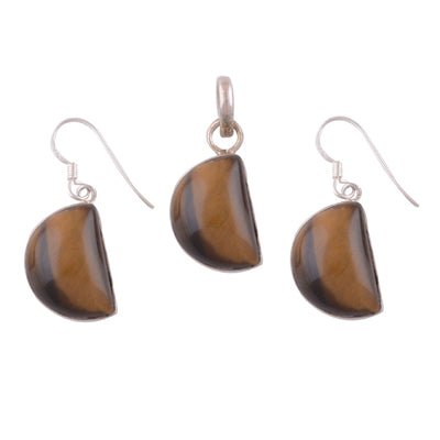 925 Sterling Silver Tiger's Eye Pendant Sets - R3600255-27