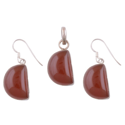925 Sterling Silver Carnelian Pendant Sets - R3600255-6