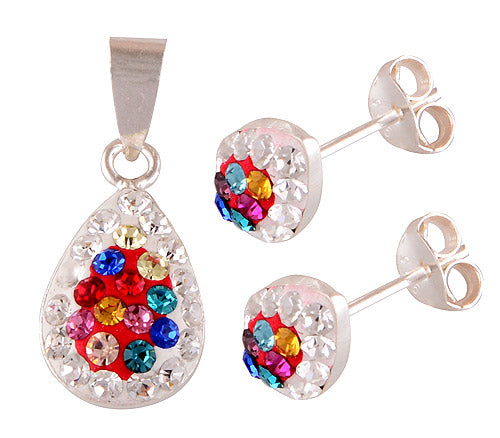 925 Sterling Silver Swarovski Crystal Pendant Sets - R3600353-45