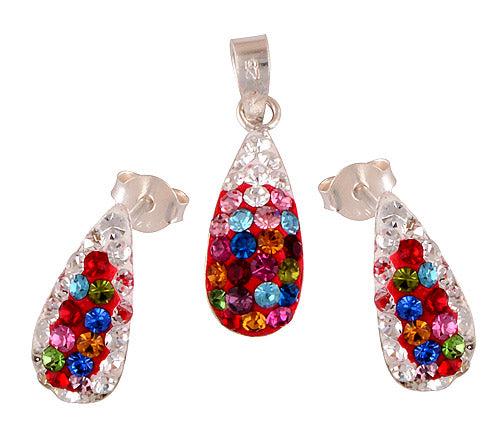 925 Sterling Silver Swarovski Crystal Pendant Sets - R3600361-51