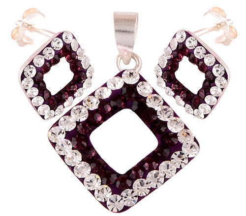 925 Sterling Silver Swarovski Crystal Pendant Sets - R3600452-25