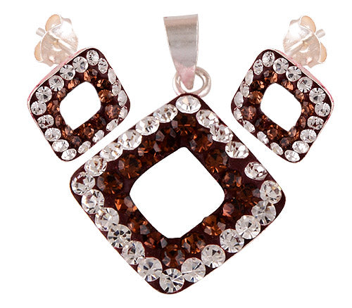 925 Sterling Silver Swarovski Crystal Pendant Sets - R3600452-30