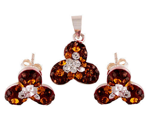 925 Sterling Silver Swarovski Crystal Pendant Sets - R3600461-14