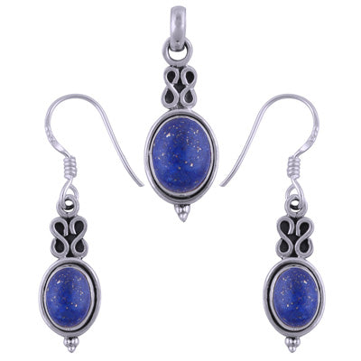 Stunning Wire Work Around Lapis Oval Shape 925 Sterling Solid Silver Pendants Sets - R3600489-12