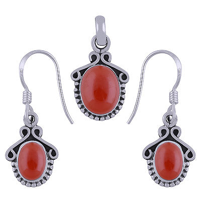 Stunning Rawa & Wire Work Around Carnelian Oval Shape 925 Sterling Solid Silver Pendant Set - R3600490-14