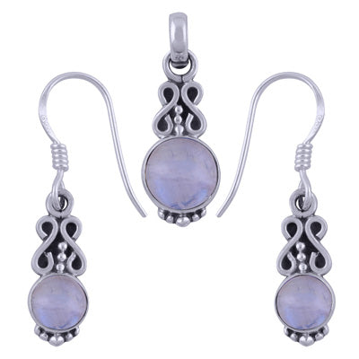 Gorgeous Work Rainbow Moonstone Round Shape 925 Sterling Solid Silver Pendants Sets - R3600508-10
