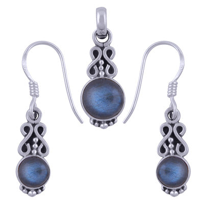 Gorgeous Work Labradorite Round Shape 925 Sterling Solid Silver Pendants Sets - R3600508-12