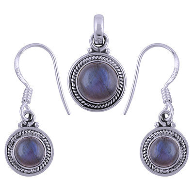 Gorgeous Twisted Wire Work Around Labradorite Round Shape 925 Sterling Solid Silver Pendants Sets - R3600512-13
