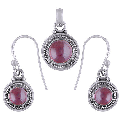 925 Sterling Silver Garnet Pendant Sets - R3600512-27