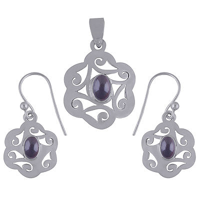 925 Sterling Silver Garnet Pendant Sets - R3600524-6