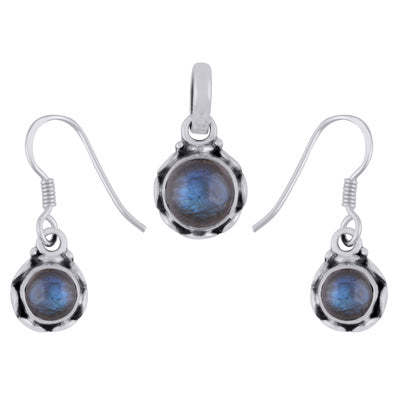 Handcrafted Work Labradorite Round Shape 925 Sterling Solid Silver Pendants Sets - R3600534-55
