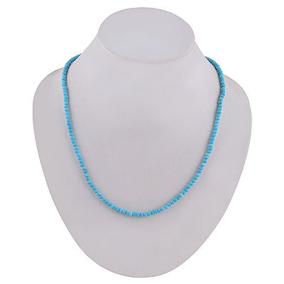 Beautiful Faceted Gemstone Beads Turquoise Round Shape .925 Sterling Silver Necklace - R3700022-3