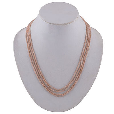 Alluring Gemstone Beads Peach Moonstone Round Shape Tapered Necklace - R3700041-46