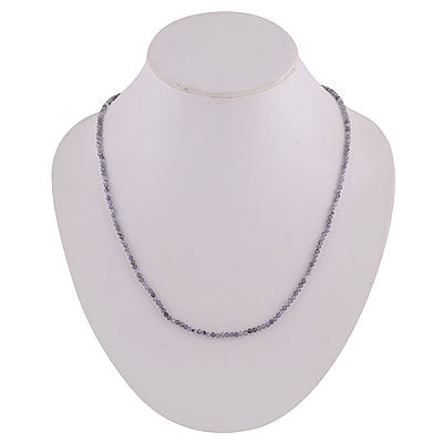 Alluring Tapered Gemstone Beads Iolite Round Shape 925 Sterling Solid Silver Necklace - R3700045-35