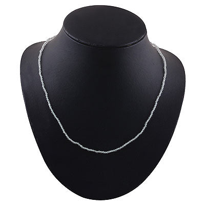 Alluring Tapered Gemstone Beads Green Amethyst Round Shape .925 Sterling Silver Necklace - R3700045-53